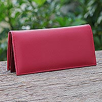 Leather wallet, 'Five Alarm' - Hand Crafted Red Leather Wallet