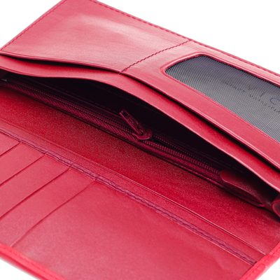 Ledergeldbörse - Handgefertigte Geldbörse aus rotem Leder