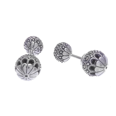 Marcasite stud earrings, 'Remember My Name' - Marcasite and Sterling Silver Stud Earrings