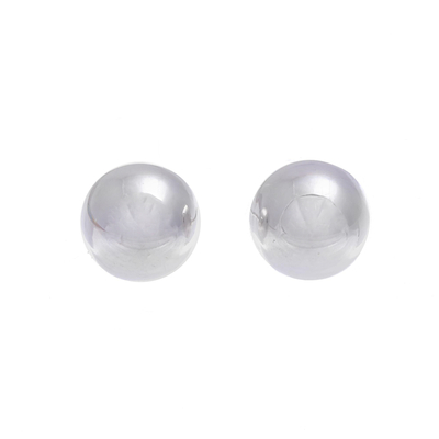 Sterling silver stud earrings, 'Simple Cool in Medium' - Hand Crafted Sterling Silver Stud Earrings