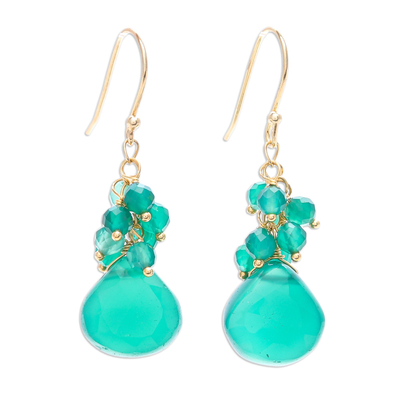 Gold-Accented Chalcedony Dangle Earrings