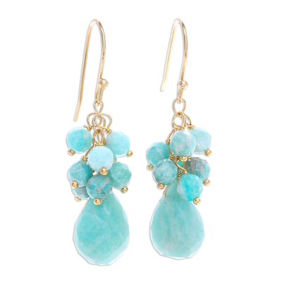 Gold-Accented Amazonite Dangle Earrings