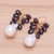 Gold-accented garnet and cultured pearl dangle earrings, 'Clouded in Red' - Gold-Accented Garnet and Pearl Dangle Earrings (image 2b) thumbail