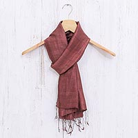 Hand-dyed silk scarf, 'Milk Chocolate' - Hand-Dyed Brown Silk Scarf from Thailand