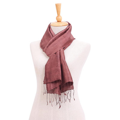 Hand-dyed silk scarf, 'Milk Chocolate' - Hand-Dyed Brown Silk Scarf from Thailand
