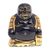 Gold-accented wood sculpture, 'Grinning Buddha' - Raintree Wood and Gold Foil Buddha Sculpture (image 2a) thumbail