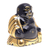 Gold-accented wood sculpture, 'Grinning Buddha' - Raintree Wood and Gold Foil Buddha Sculpture (image 2e) thumbail
