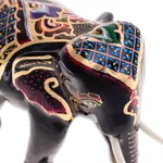 Gold-accented wood sculpture, 'Elephant Royalty' - Gold-Accented Raintree Wood Elephant Sculpture
