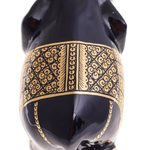 Gold-accented wood sculpture, 'Royal Stampede' - Artisan Crafted Lacquerware Elephant Sculpture