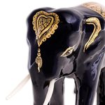Gold-accented wood sculpture, 'Royal Stampede' - Artisan Crafted Lacquerware Elephant Sculpture