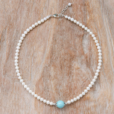Cultured pearl pendant necklace, 'Ocean Rain' - Cultured Pearl Pendant Necklace from Thailand