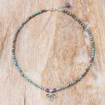 Jasper and amethyst pendant necklace, 'Down to Earth' - Jasper and Amethyst Beaded Pendant Necklace