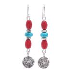 Howlite dangle earrings, 'Beach Getaway' - Red Howlite and Karen Silver Dangle Earrings
