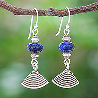 Lapis lazuli dangle earrings, 'Fruit Tree in Blue'