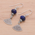 Lapis lazuli dangle earrings, 'Fruit Tree in Blue' - Thai Lapis Lazuli and Karen Silver Dangle Earrings
