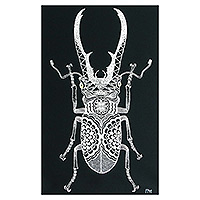 'Cool Stag Beetle' - Acrylic Beetle Painting on Canvas