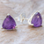 Amethyst stud earrings, 'Lavender Pyramid' - Amethyst and Sterling Silver Stud Earrings