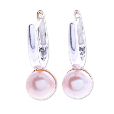 Aretes colgantes de perlas cultivadas - Aretes colgantes de perlas cultivadas y plata esterlina