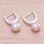 Cultured pearl drop earrings, 'Mood Lift in Peach' - Cultured Pearl and Sterling Silver Drop Earrings (image 2b) thumbail