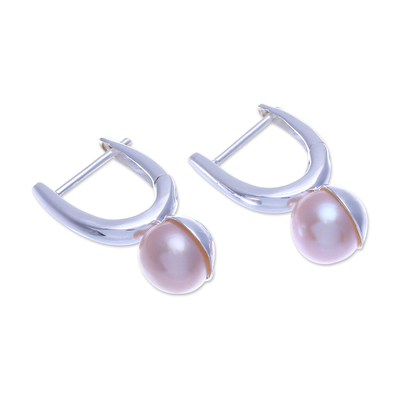 Aretes colgantes de perlas cultivadas - Aretes colgantes de perlas cultivadas y plata esterlina