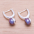 Cultured pearl drop earrings, 'Mood Lift in Purple' - Purple Cultured Pearl Drop Earrings