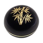 Gold-accented lacquerware wood box, 'Strong Stalk' - Lacquerware Box with Bamboo Motif