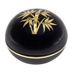 Gold-accented lacquerware wood box, 'Strong Stalk' - Lacquerware Box with Bamboo Motif