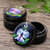Lacquerware wood boxes, 'Purple Orchids' (pair) - Thai Lacquerware Mango Wood Boxes (Pair)