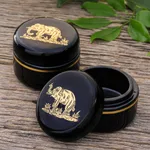 Gold-accented lacquerware wood boxes, 'Deco Elephants' (pair) - Gold-Accented Lacquerware Wood Boxes (Pair)