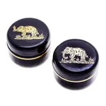 Gold-accented lacquerware wood boxes, 'Deco Elephants' (pair) - Gold-Accented Lacquerware Wood Boxes (Pair)