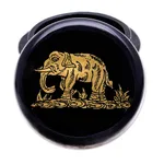 Gold-accented lacquerware wood boxes, 'Deco Elephants' (pair) - Gold-Accented Lacquerware Wood Boxes (Pair)
