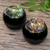 Lacquerware wood boxes, 'Bamboo Flair' (pair) - Round Lacquerware Wood Boxes (Pair)