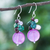 Multi-gemstone dangle earrings, 'Grape Lover' - Quartz and Cultured Pearl Dangle Earrings (image 2) thumbail