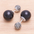 Onyx and marcasite button earrings, 'Double Duty' - Onyx and Marcasite Button Earrings (image 2b) thumbail