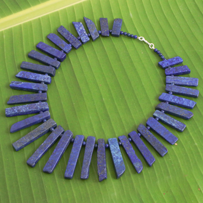 Collar con cuentas de lapislázuli - Collar hecho a mano con cuentas de lapislázuli