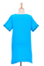 Short-sleeved cotton tunic, 'Out of Office in Cyan' - Long Turquoise Blue Cotton Tunic