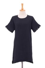 Cotton tunic, 'Out of Office in Black' - Double Cotton Gauze Tunic