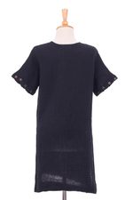 Cotton tunic, 'Out of Office in Black' - Double Cotton Gauze Tunic