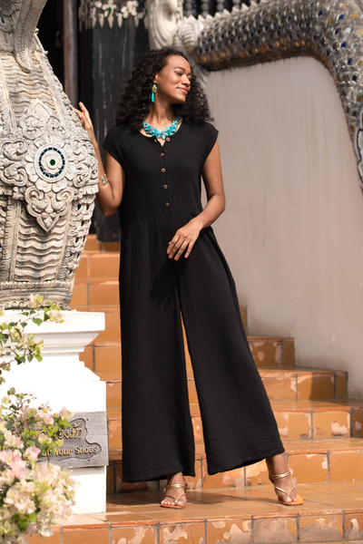Cotton jumpsuit, Roman Holiday in Black