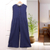 Cotton jumpsuit, 'Roman Holiday in Navy' - Double Cotton Gauze Jumpsuit from Thailand (image 2d) thumbail