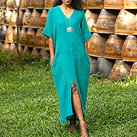 Featured review for Cotton shift dress, Leisurely Sea Green