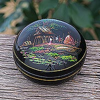 Lacquerware wood box, 'Country Living' - Lacquerware Mango Wood Box from Thailand