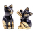 Gold-accented wood sculptures, 'Playful Pair' (pair) - Gold-Accented Cat Sculptures from Thailand (Pair) (image 2a) thumbail