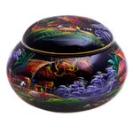 Lacquerware wood box, 'Night in the Country' - Hand-Painted Lacquerware Box with Nature Motif
