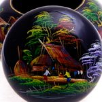 Lacquerware wood box, 'Night in the Country' - Hand-Painted Lacquerware Box with Nature Motif