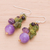 Multi-gemstone dangle earrings, 'Violet Forest' - Thai Peridot and Amethyst Dangle Earrings (image 2b) thumbail
