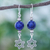 Lapis lazuli dangle earrings, 'Center Stage in Blue' - Lapis Lazuli Dangle Earrings with Star Motif thumbail