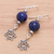 Lapis lazuli dangle earrings, 'Center Stage in Blue' - Lapis Lazuli Dangle Earrings with Star Motif (image 2b) thumbail