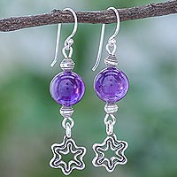 Amethyst dangle earrings, Center Stage in Purple