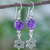 Amethyst dangle earrings, 'Center Stage in Purple' - Amethyst Dangle Earrings with Star Motif thumbail